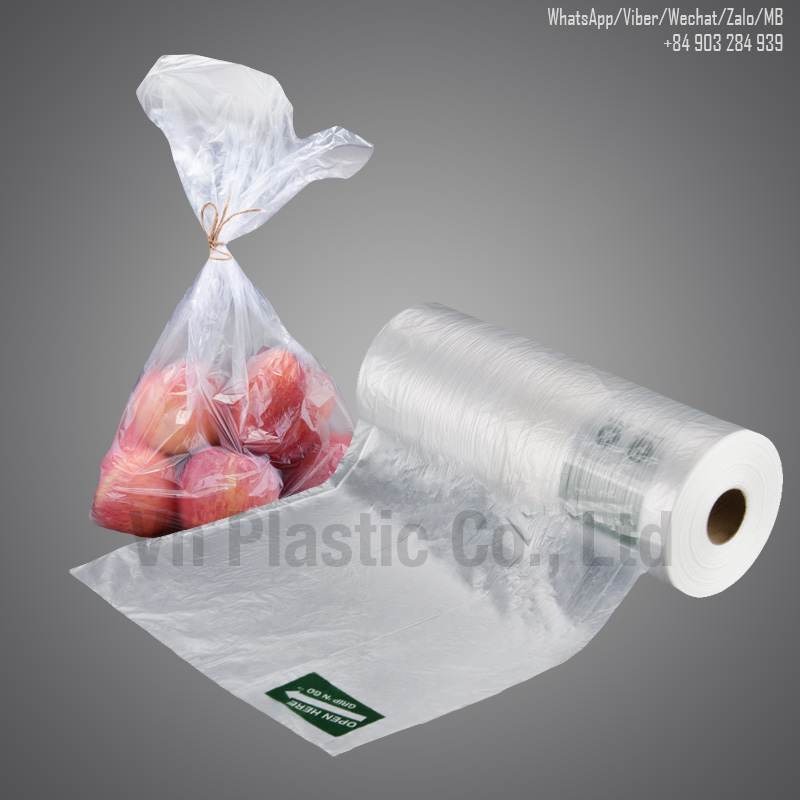 Plastic flat food bags on roll