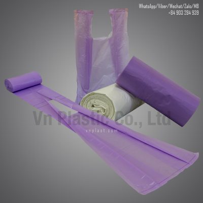 Plastic C fold T shirt garbage bags on roll