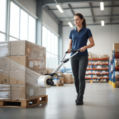 ergonomic stretch wrap dispenser