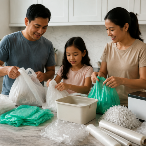 recycling plastic bags at home