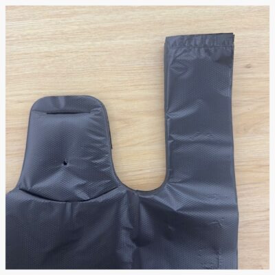 Blue embossed T-shirt carrier bags for UK retail supply